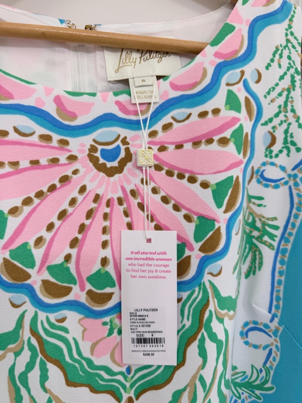 Lilly Pulitzer Turquoise, White & Pink Printed Sleeveless Sheath Dress - Picture 2 of 4
